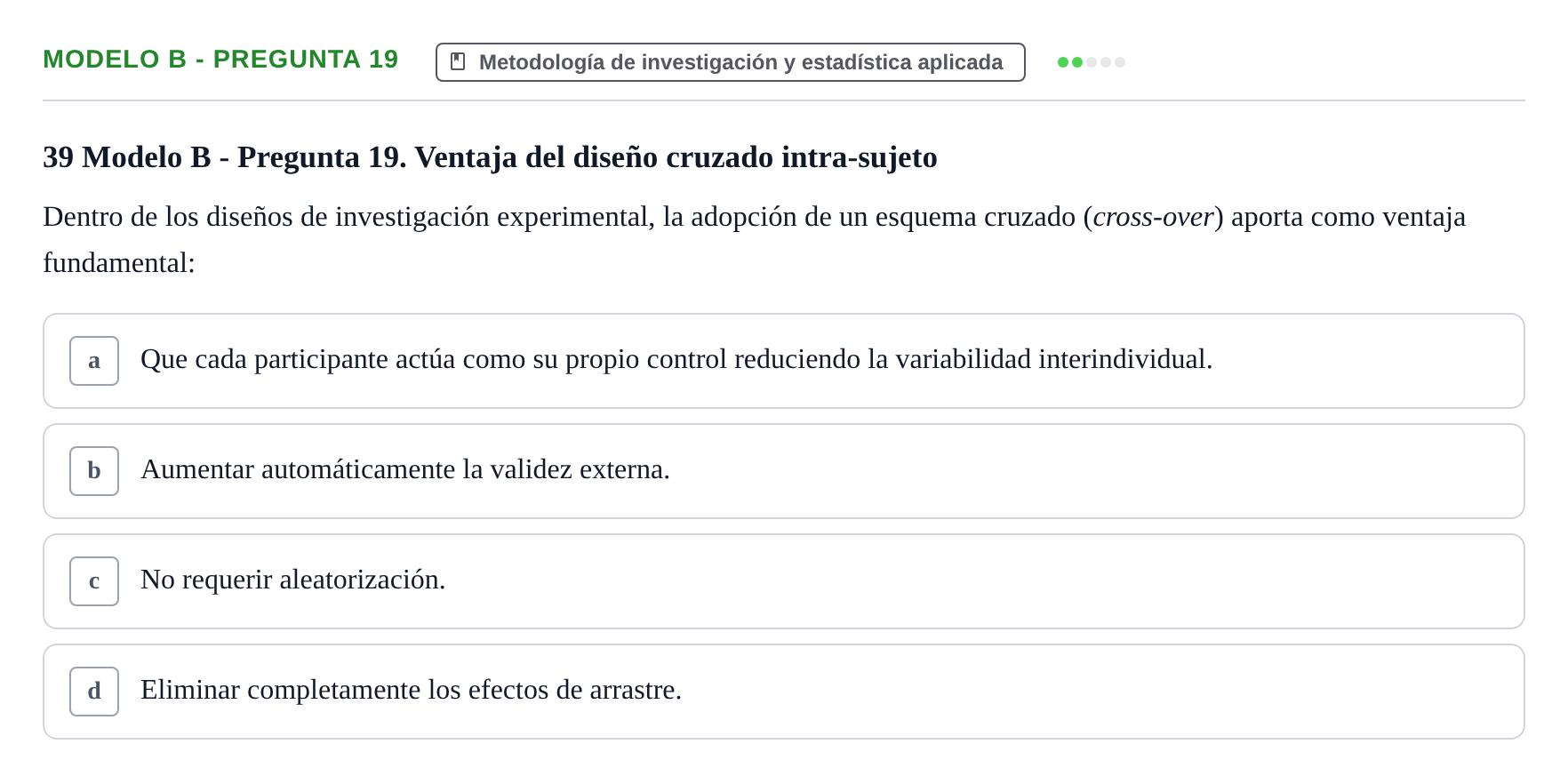 Enunciado: Modelo B - Pregunta 19
