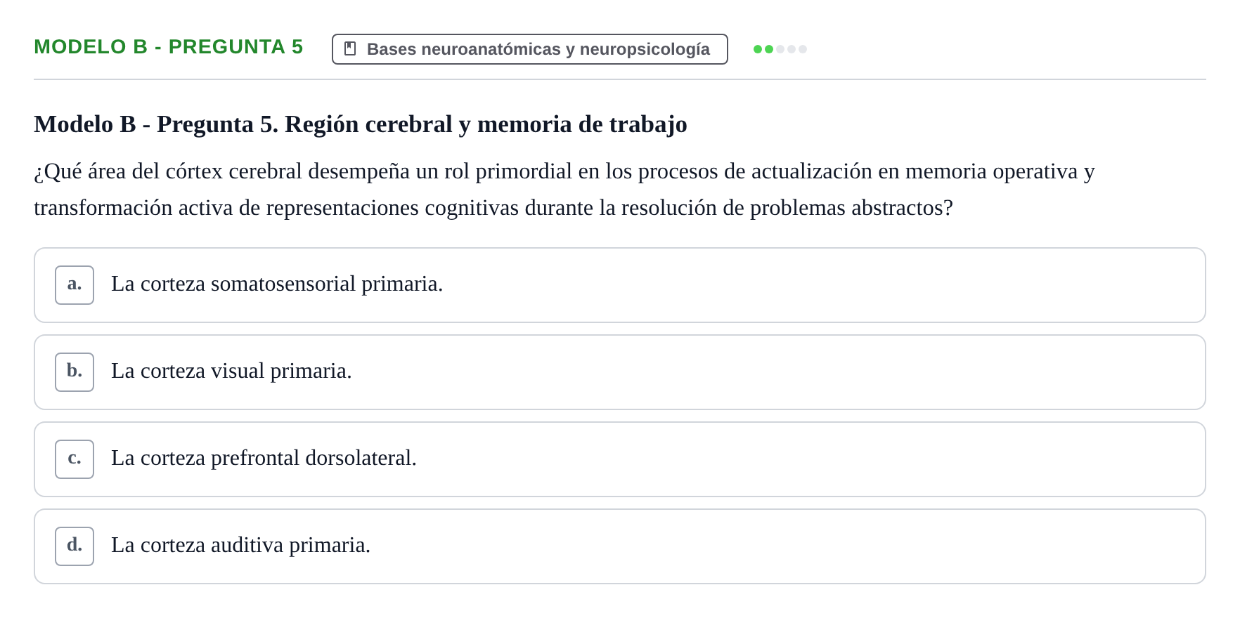 Enunciado: Modelo B - Pregunta 5
