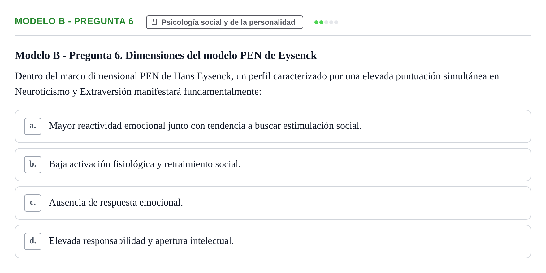 Enunciado: Modelo B - Pregunta 6