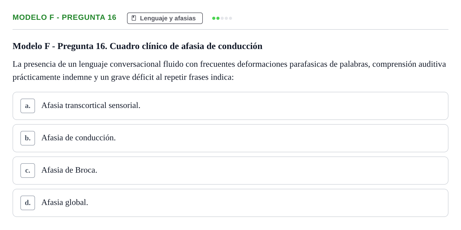 Enunciado: Modelo F - Pregunta 16