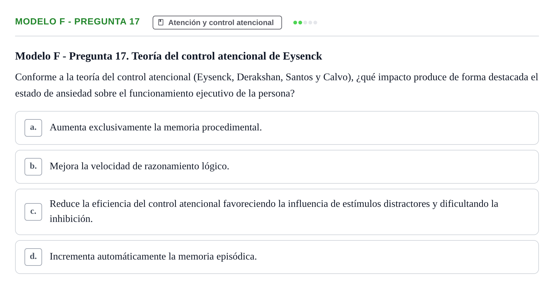 Enunciado: Modelo F - Pregunta 17