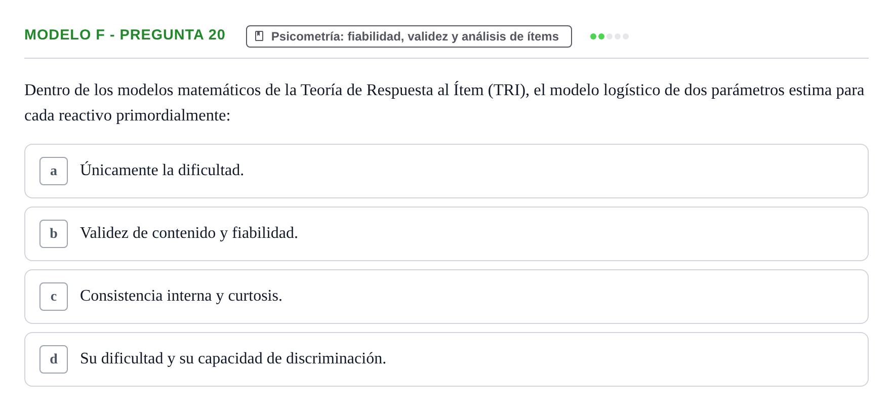 Enunciado: Modelo F - Pregunta 20