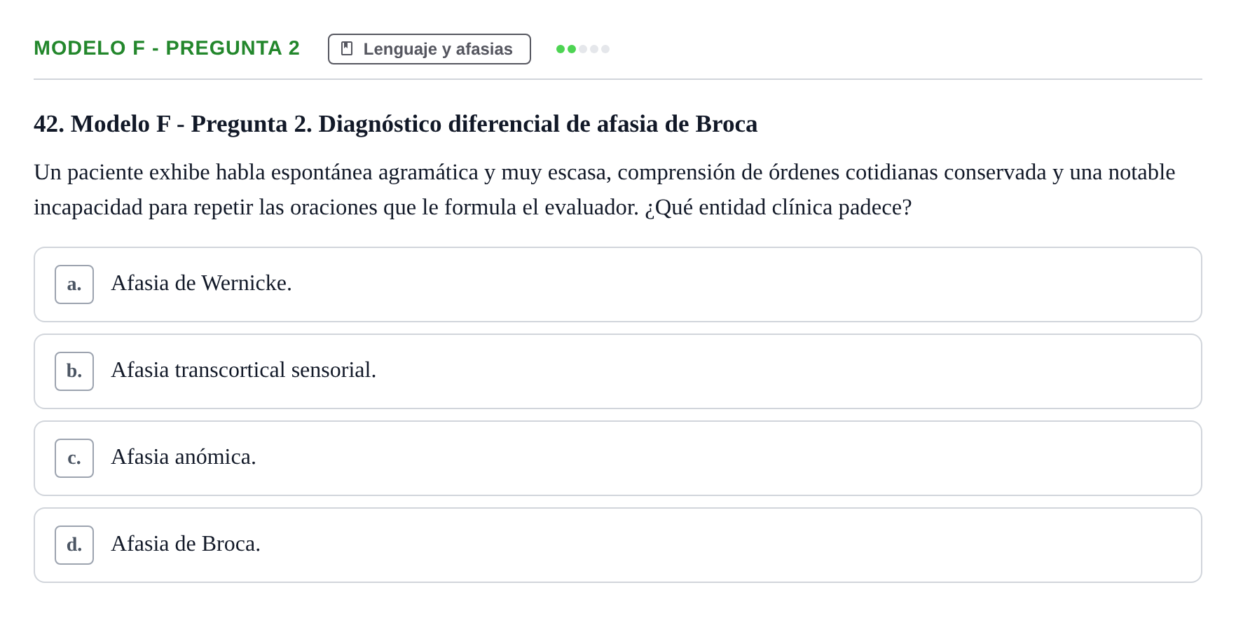 Enunciado: Modelo F - Pregunta 2