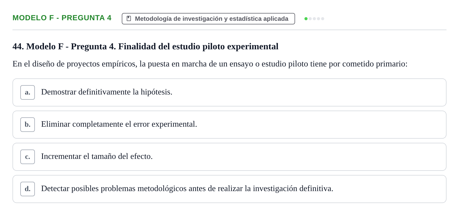Enunciado: Modelo F - Pregunta 4