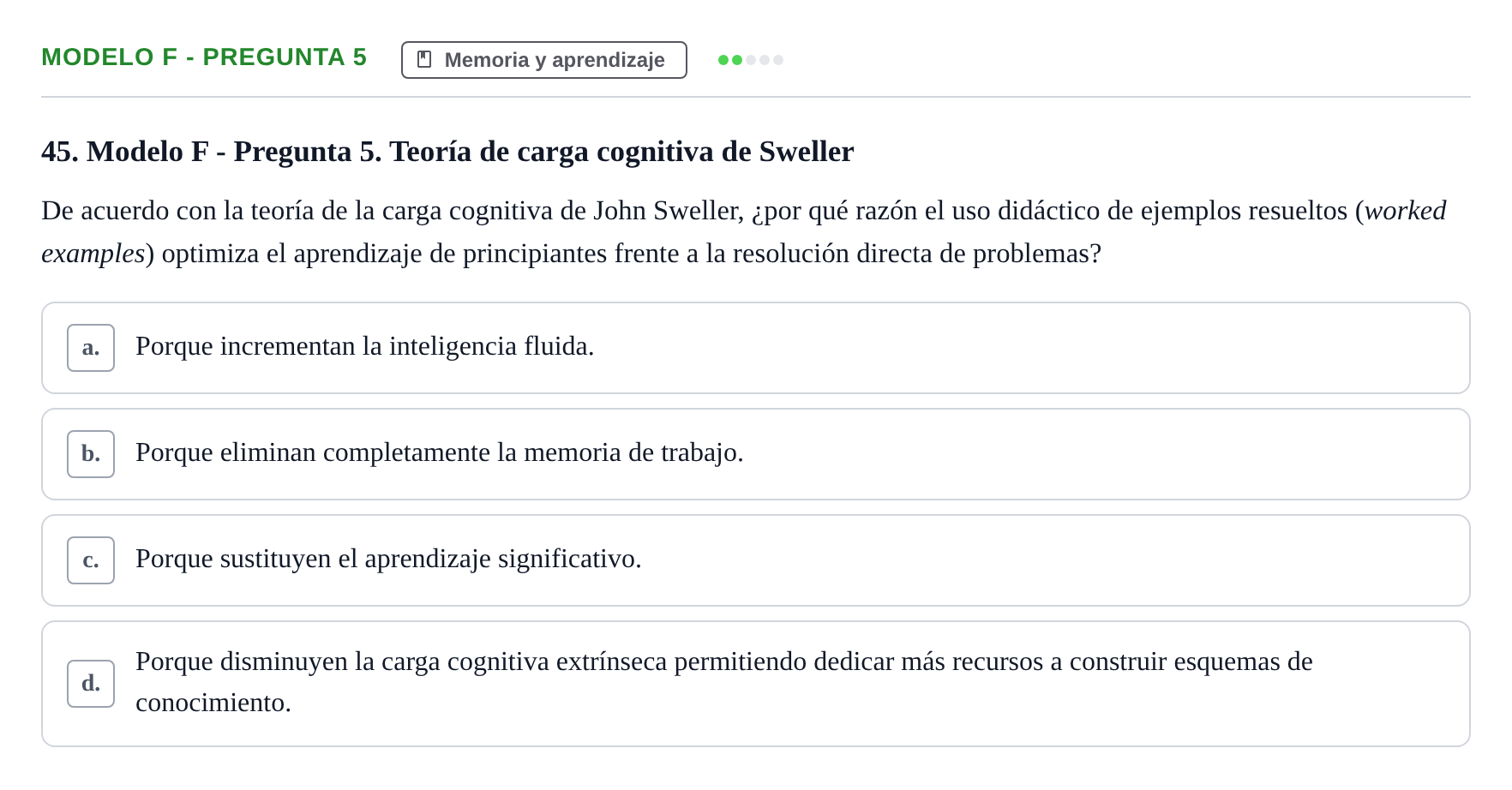 Enunciado: Modelo F - Pregunta 5