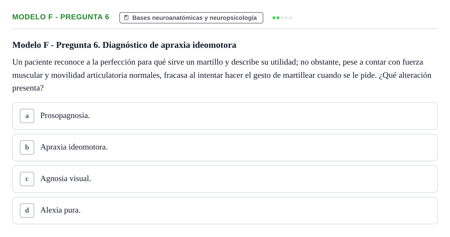 Enunciado: Modelo F - Pregunta 6