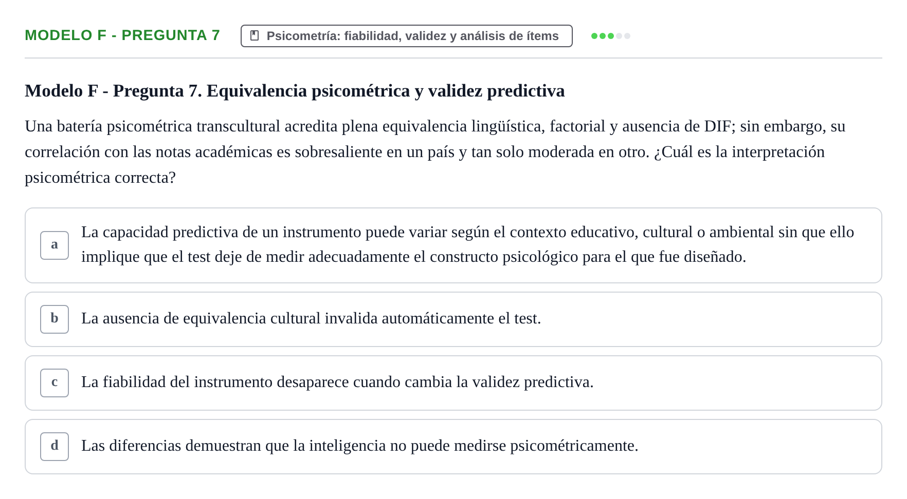 Enunciado: Modelo F - Pregunta 7