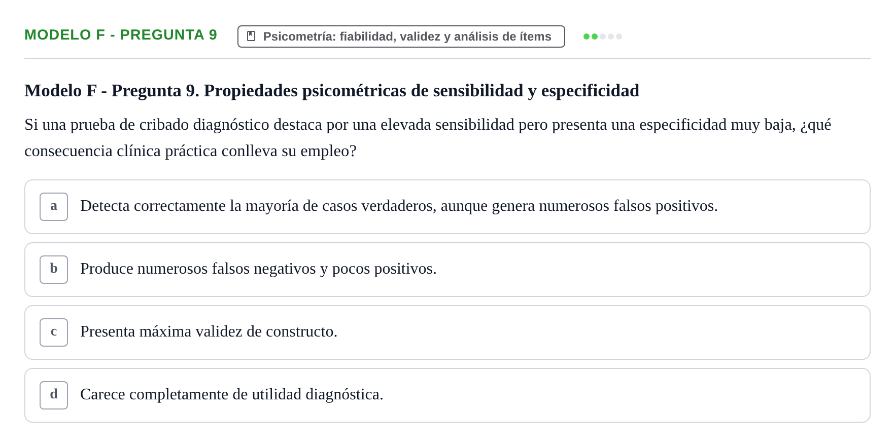 Enunciado: Modelo F - Pregunta 9