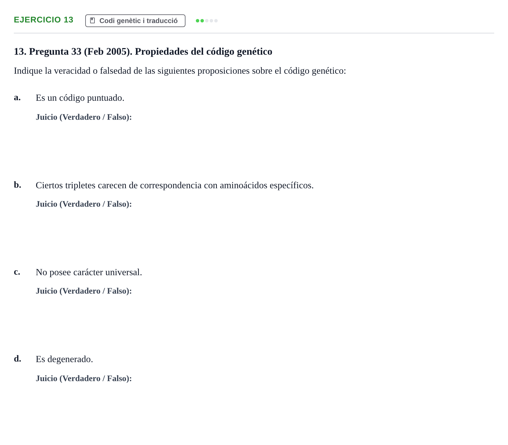 Enunciado: Problema 13 · Bioquímica Estructural i Biologia Molecular UAB 2004