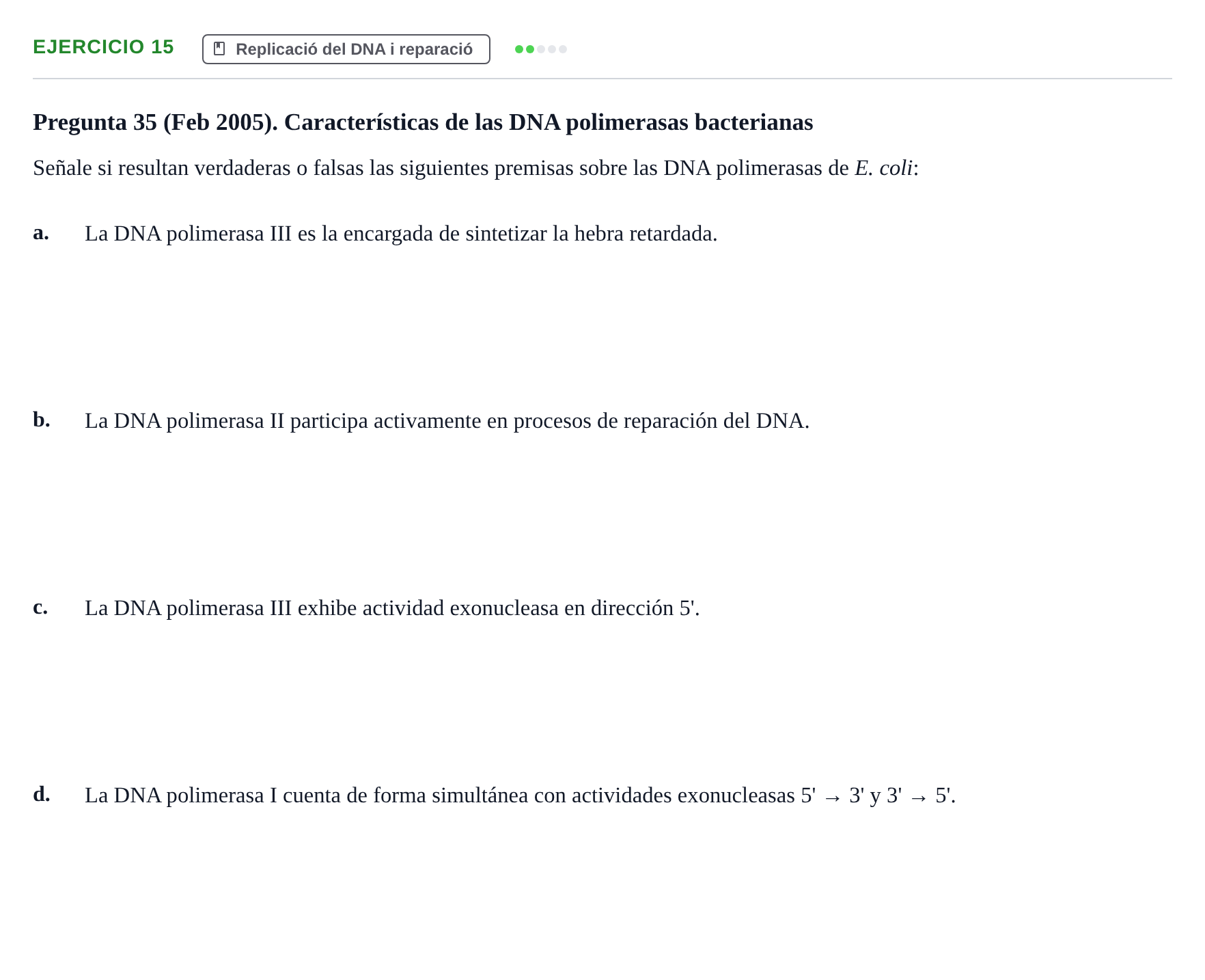 Enunciado: Problema 15 · Bioquímica Estructural i Biologia Molecular UAB 2004