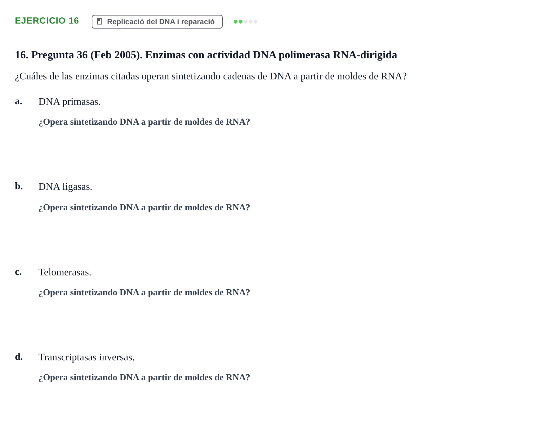 Enunciado: Problema 16 · Bioquímica Estructural i Biologia Molecular UAB 2004