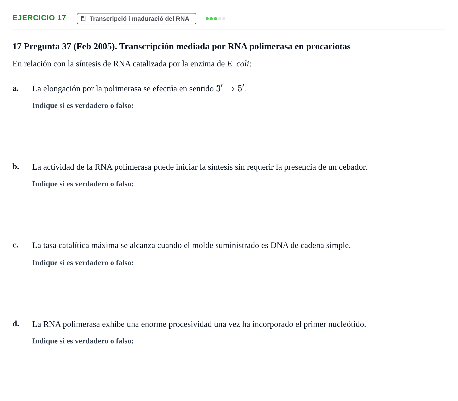 Enunciado: Problema 17 · Bioquímica Estructural i Biologia Molecular UAB 2004