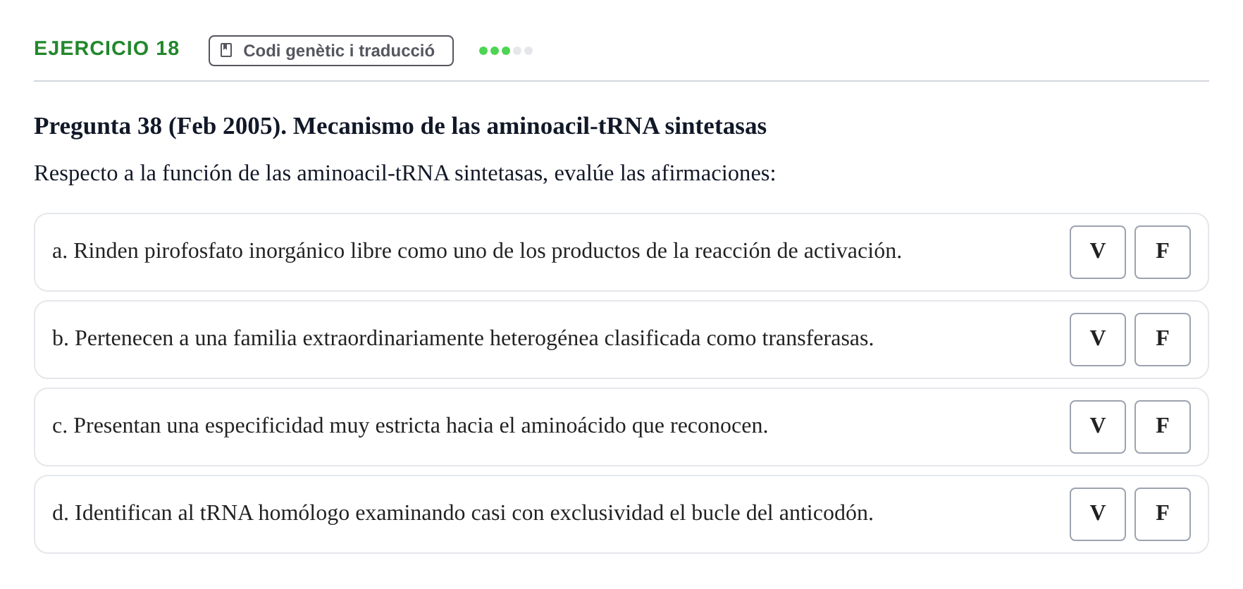 Enunciado: Problema 18 · Bioquímica Estructural i Biologia Molecular UAB 2004