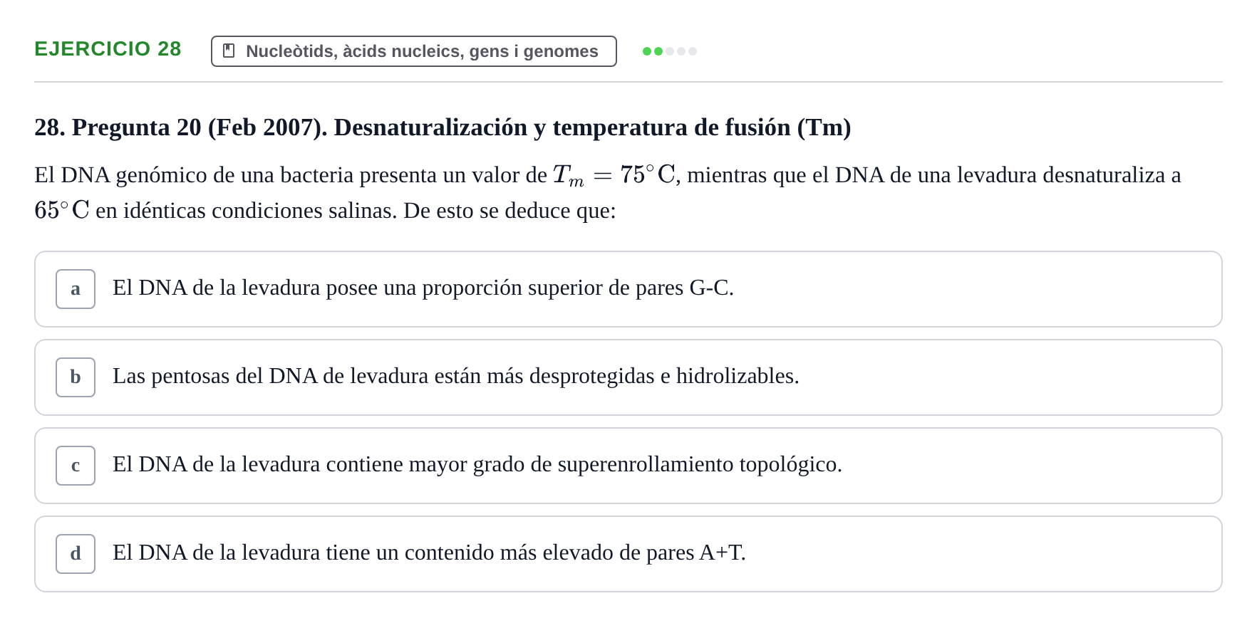 Enunciado: Problema 28 · Bioquímica Estructural i Biologia Molecular UAB 2004
