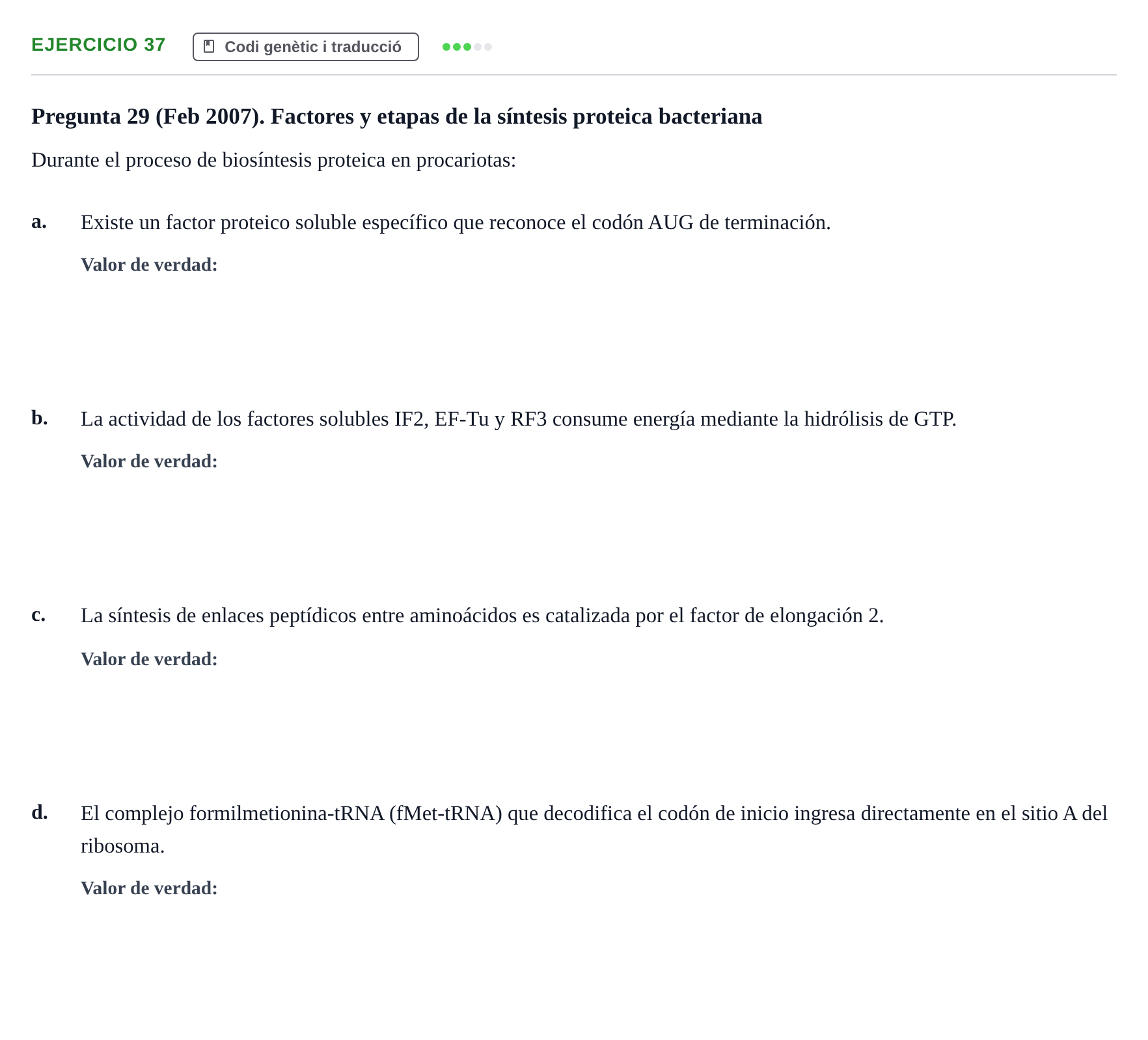Enunciado: Problema 37 · Bioquímica Estructural i Biologia Molecular UAB 2004