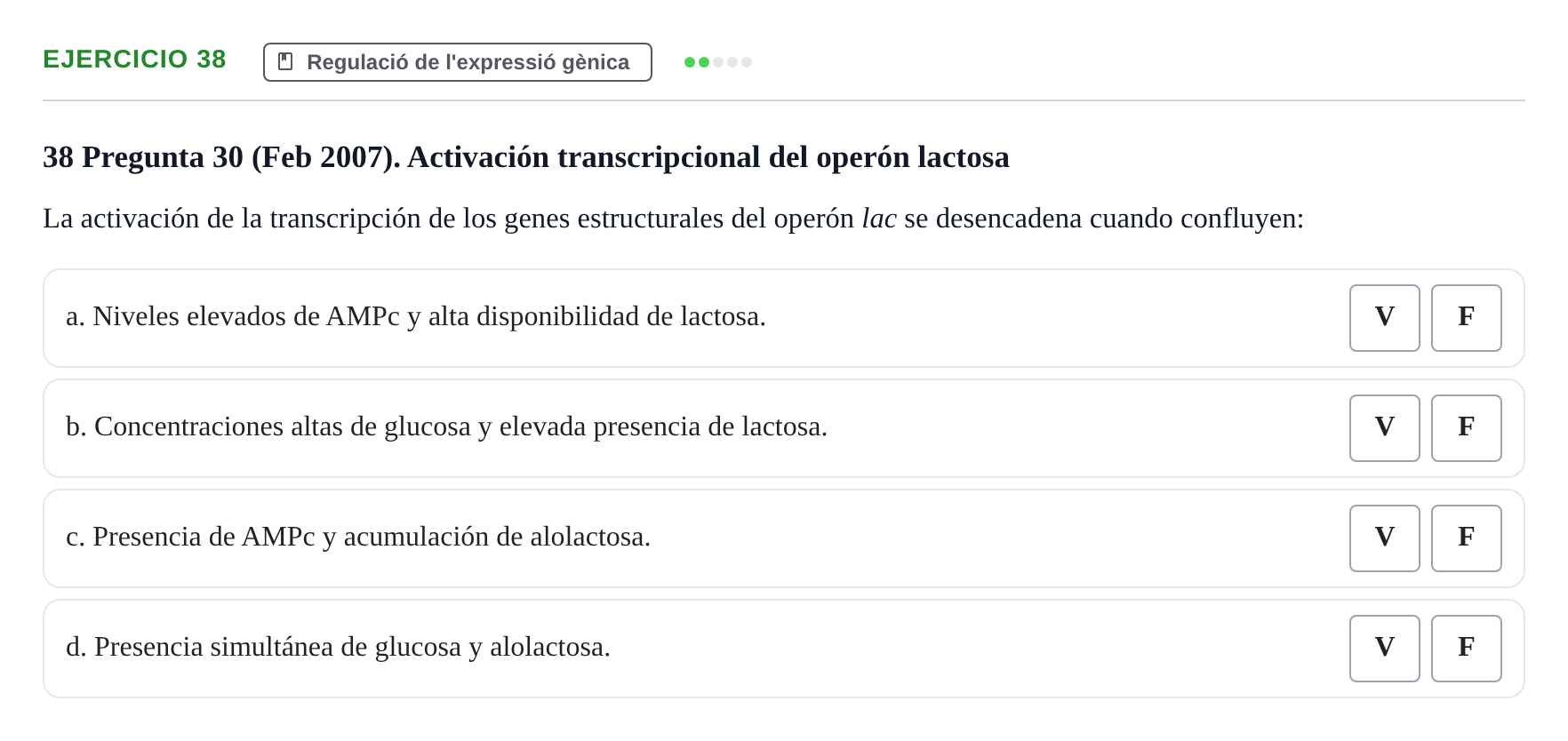 Enunciado: Problema 38 · Bioquímica Estructural i Biologia Molecular UAB 2004