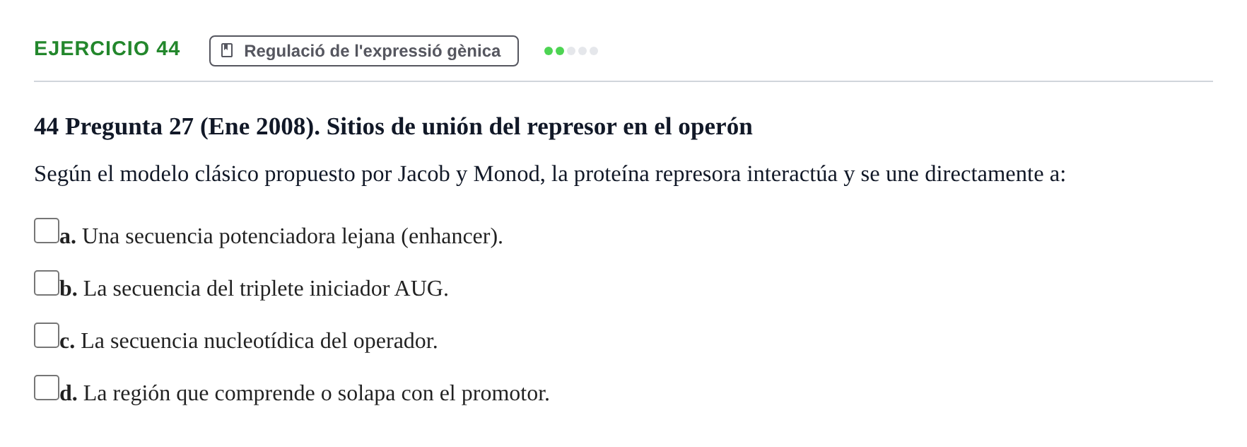 Enunciado: Problema 44 · Bioquímica Estructural i Biologia Molecular UAB 2004