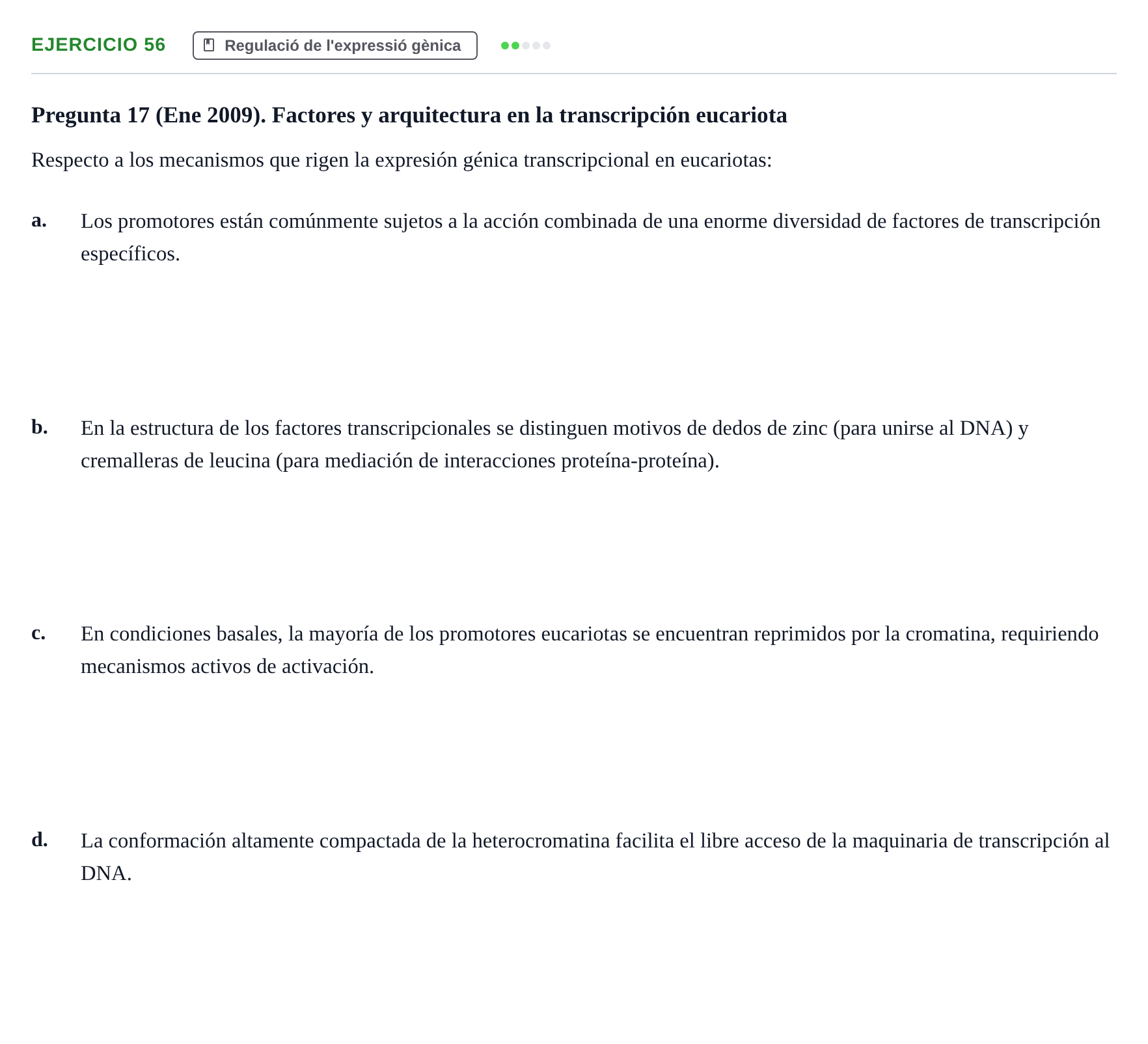 Enunciado: Problema 56 · Bioquímica Estructural i Biologia Molecular UAB 2004