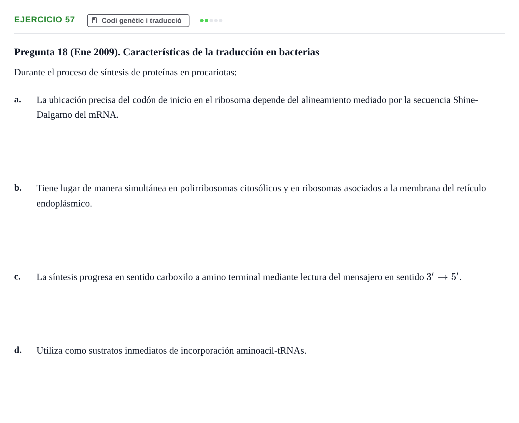 Enunciado: Problema 57 · Bioquímica Estructural i Biologia Molecular UAB 2004