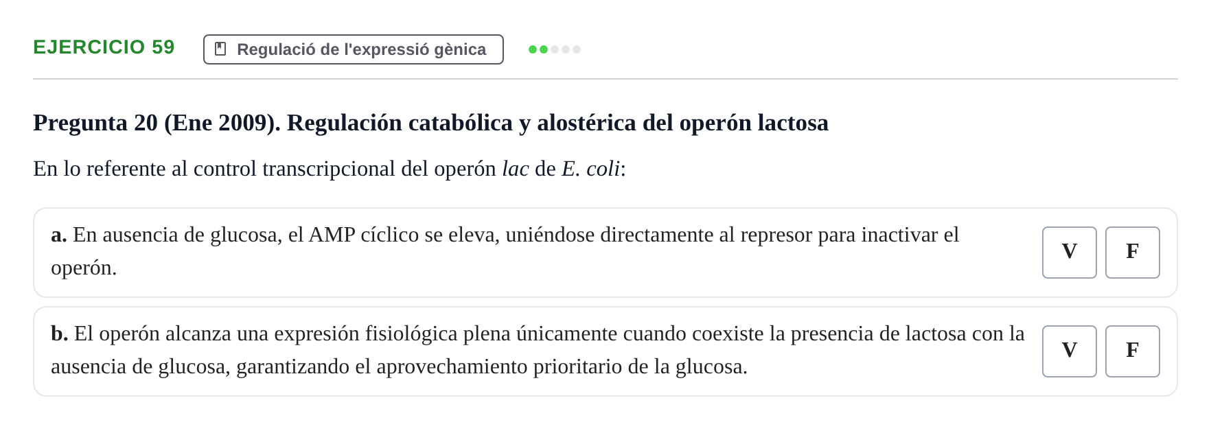 Enunciado: Problema 59 · Bioquímica Estructural i Biologia Molecular UAB 2004