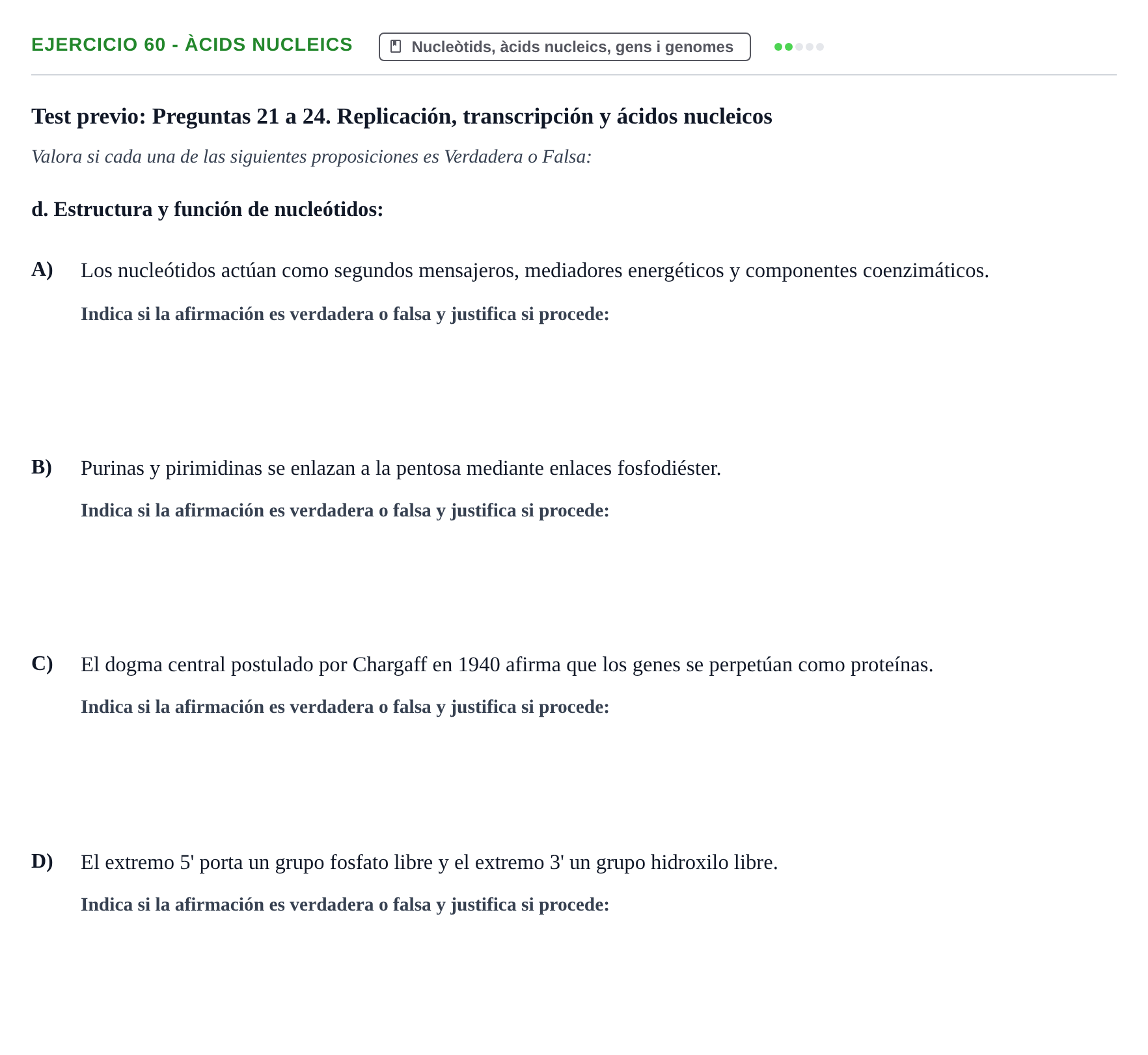 Enunciado: Ejercicio 60 - Àcids nucleics · Bioquímica Estructural i Biologia Molecular UAB 2004