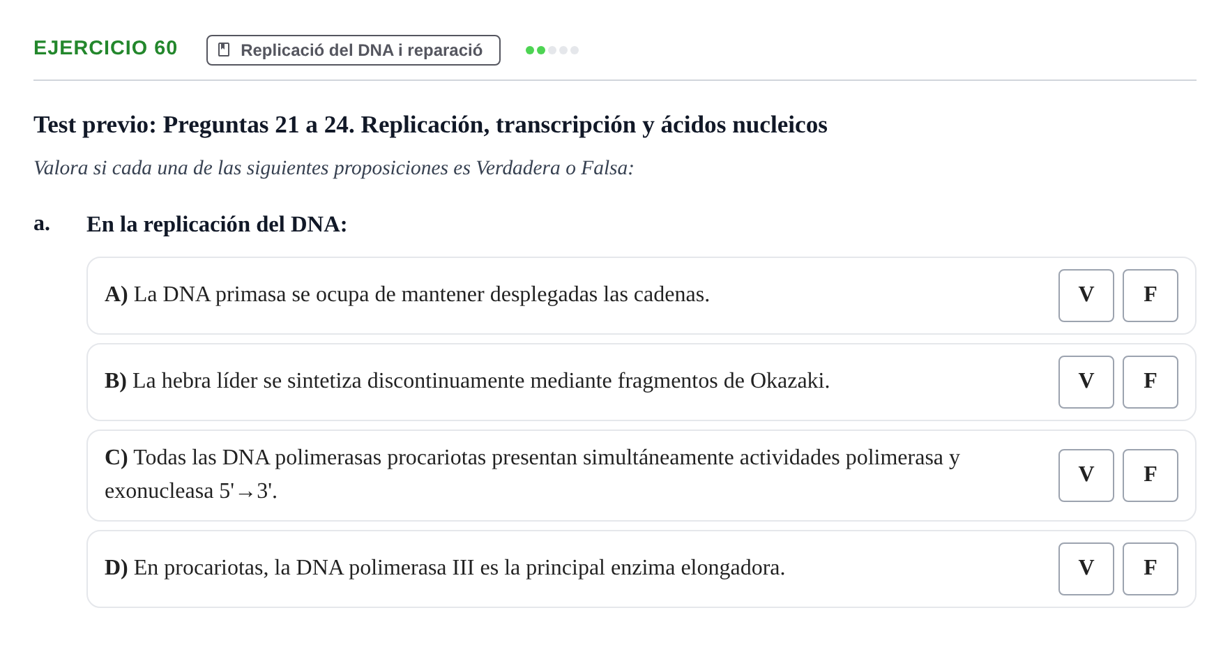 Enunciado: Ejercicio 60 - Replicació · Bioquímica Estructural i Biologia Molecular UAB 2004