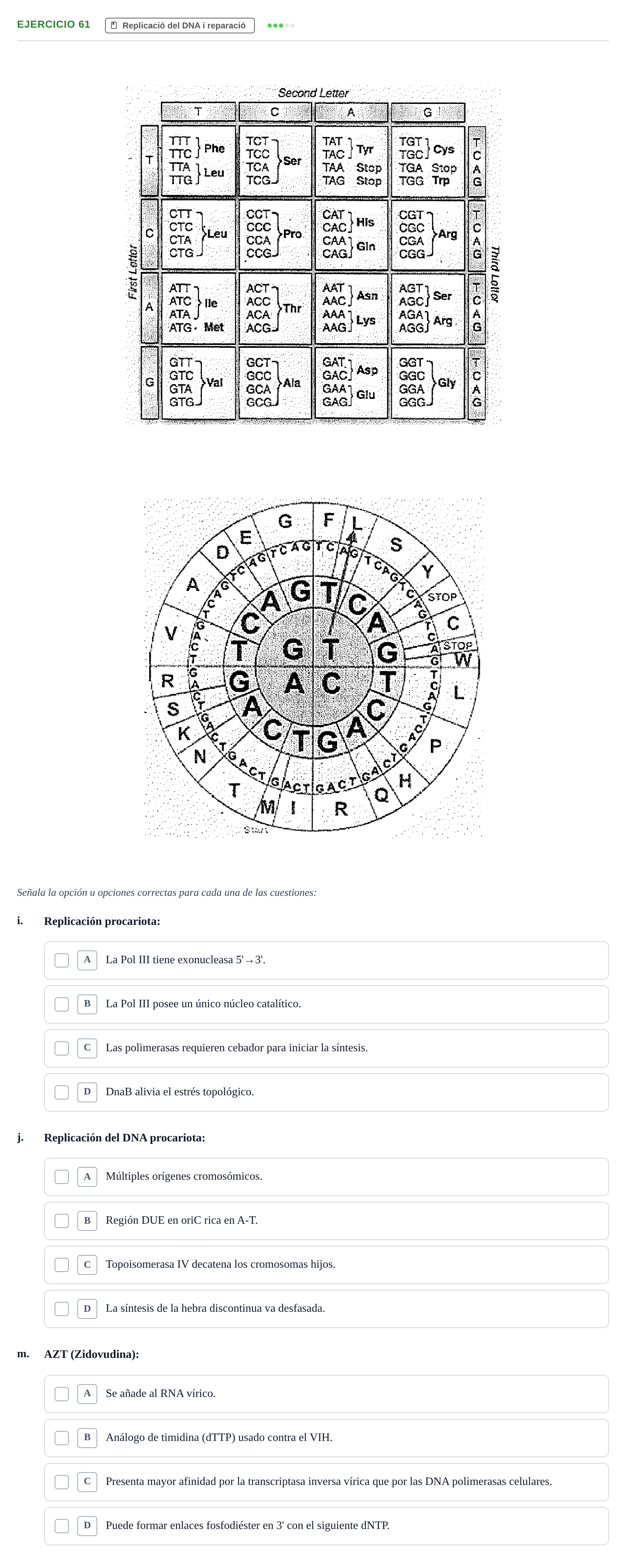Enunciado: Ejercicio 61 - Replicació · Bioquímica Estructural i Biologia Molecular UAB 2004