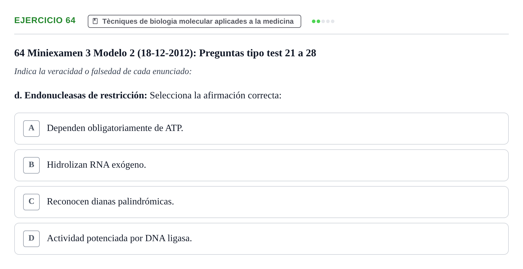 Enunciado: Ejercicio 64 - Tècniques · Bioquímica Estructural i Biologia Molecular UAB 2004