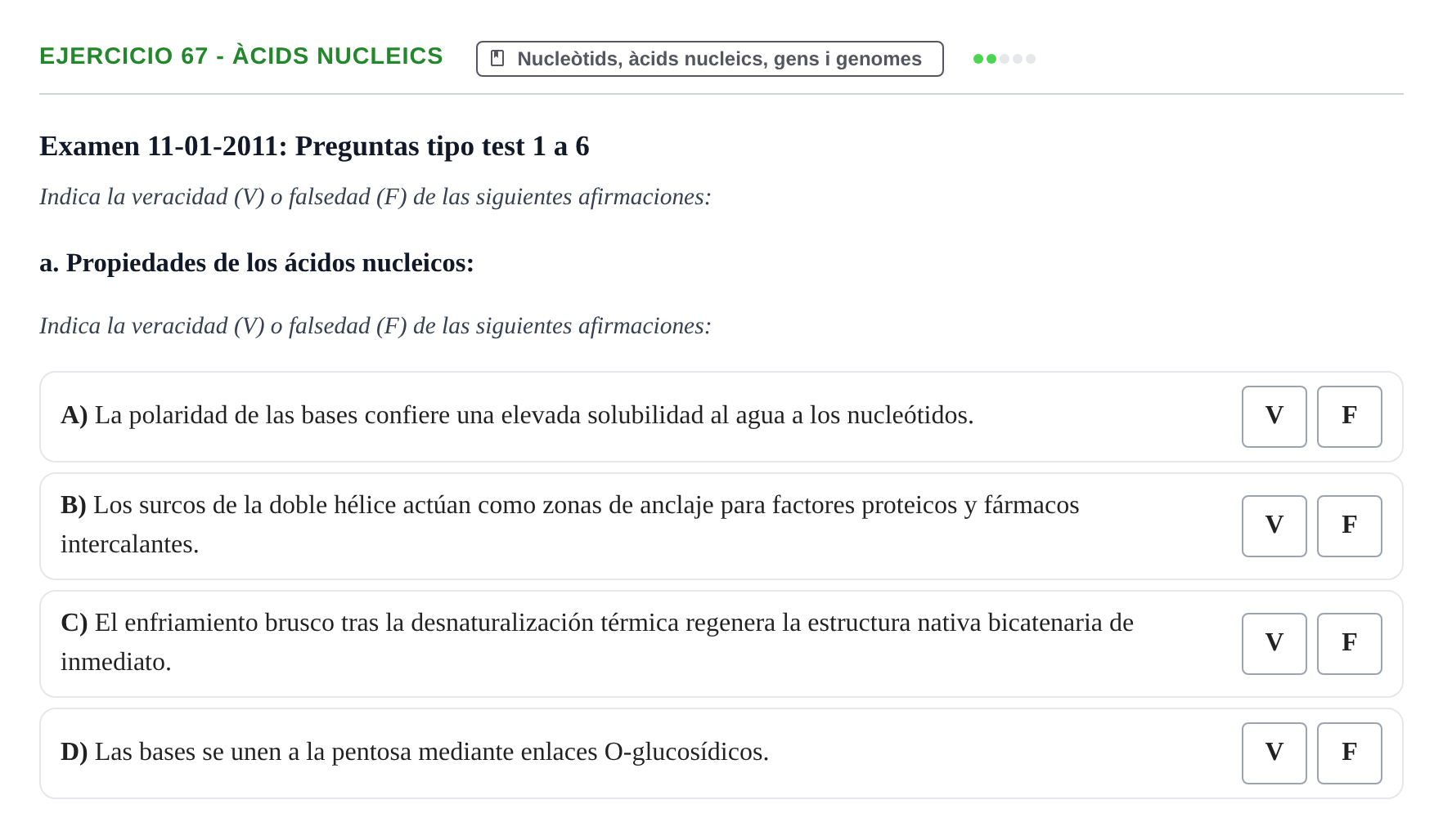 Enunciado: Ejercicio 67 - Àcids nucleics · Bioquímica Estructural i Biologia Molecular UAB 2004