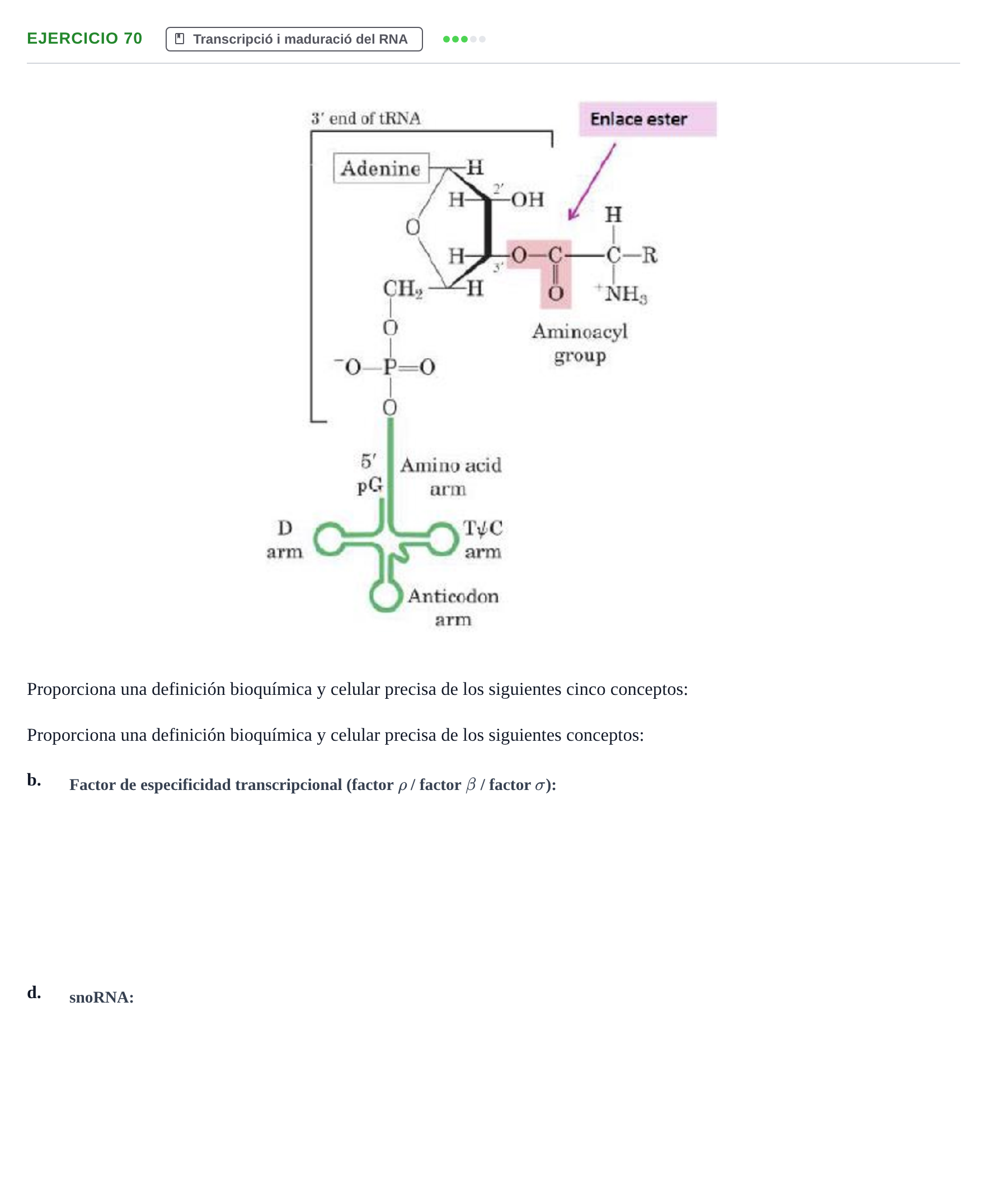 Enunciado: Ejercicio 70 - Transcripció · Bioquímica Estructural i Biologia Molecular UAB 2004