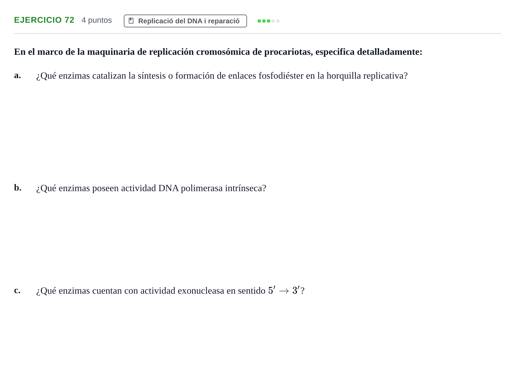 Enunciado: Problema 72 · Bioquímica Estructural i Biologia Molecular UAB 2004