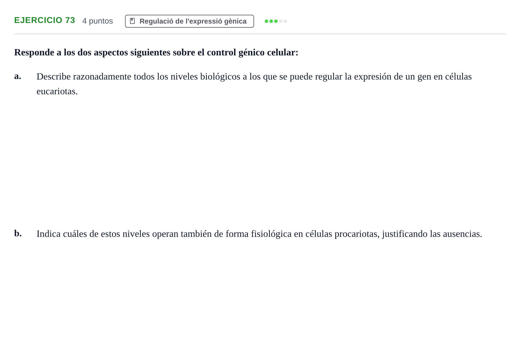 Enunciado: Problema 73 · Bioquímica Estructural i Biologia Molecular UAB 2004