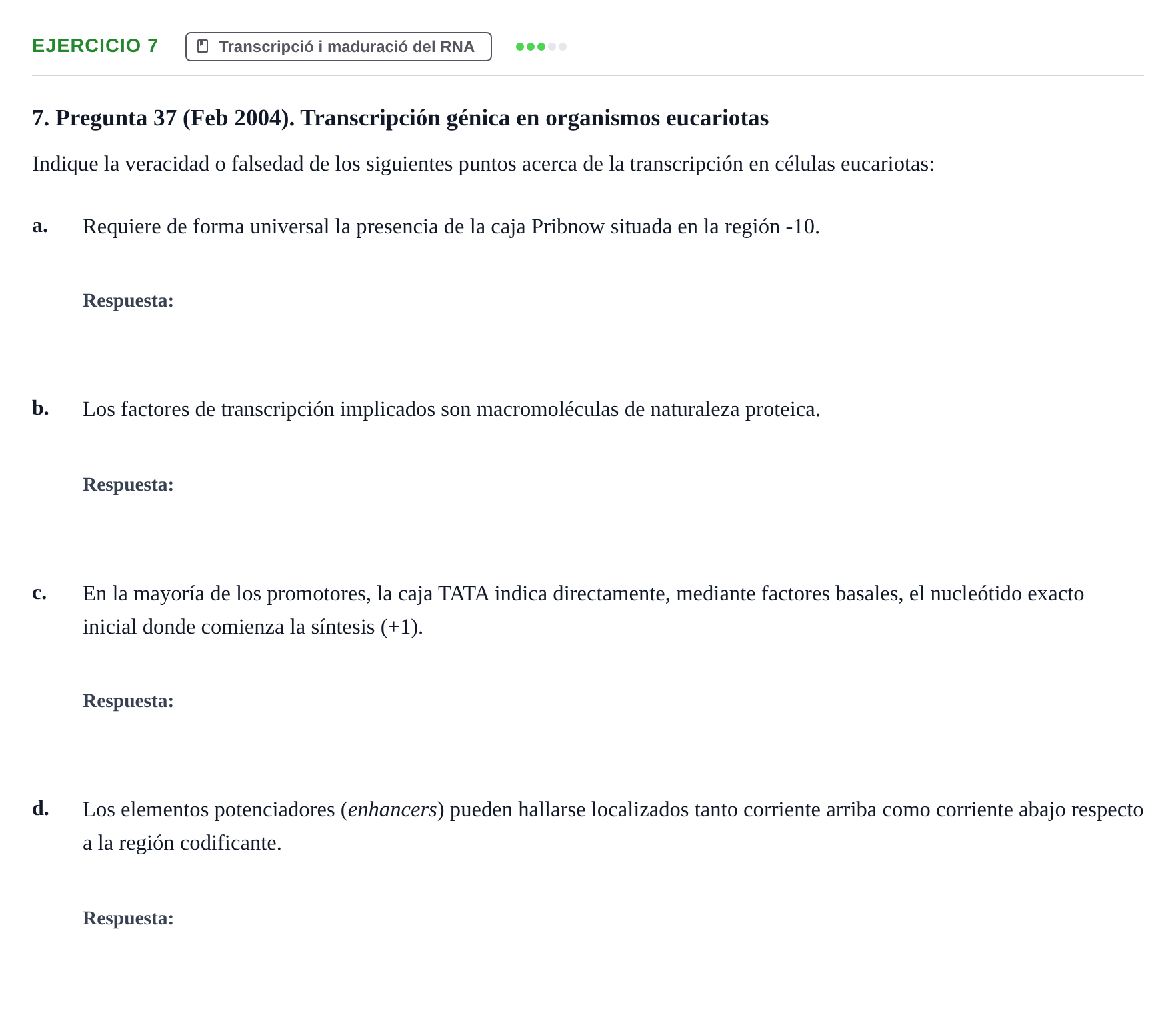 Enunciado: Problema 7 · Bioquímica Estructural i Biologia Molecular UAB 2004
