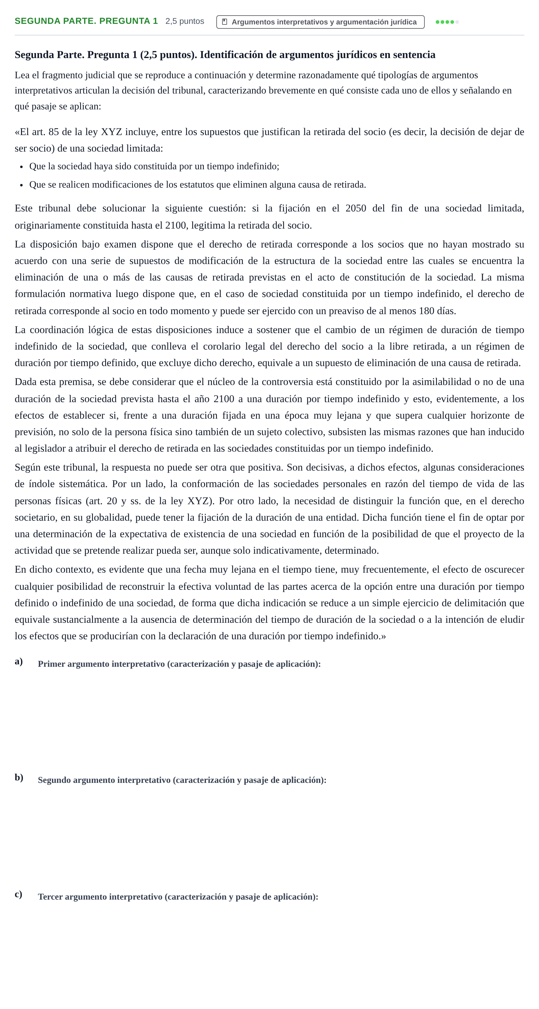 Enunciado: Ejercicio Segunda Parte. Pregunta 1 · Teoría General del Derecho UOC 2023
