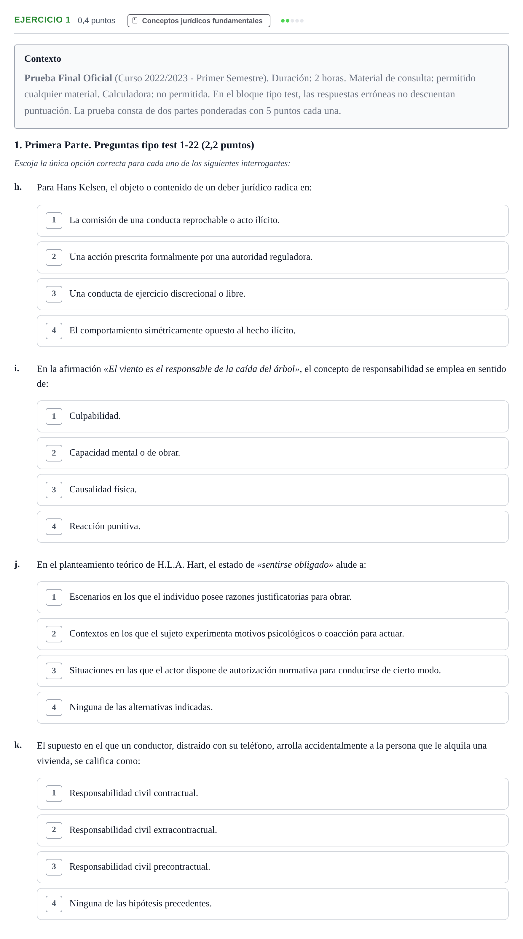 Enunciado: Ejercicio 1 - Conceptos jurídicos fundamentales · Teoría General del Derecho UOC 2023