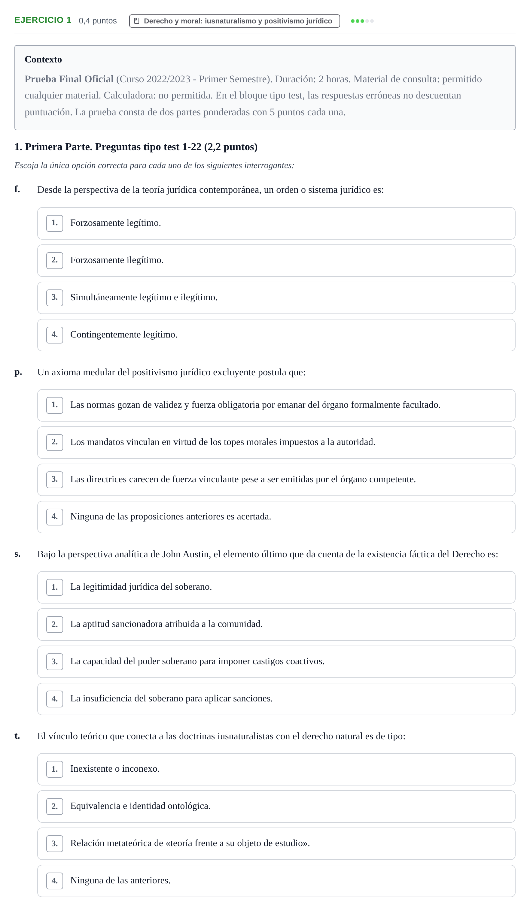 Enunciado: Ejercicio 1 - Derecho y moral: iusnaturalismo y positivismo… · Teoría General del Derecho UOC 2023