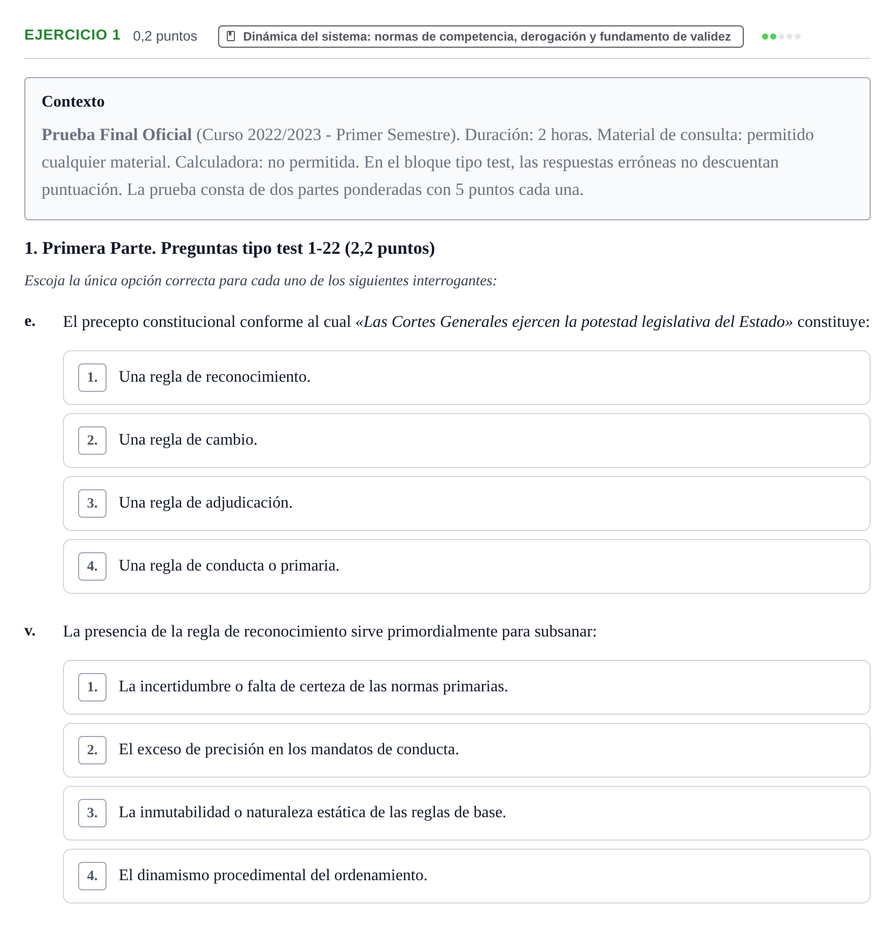 Enunciado: Ejercicio 1 - Dinámica del sistema: normas de competencia,… · Teoría General del Derecho UOC 2023