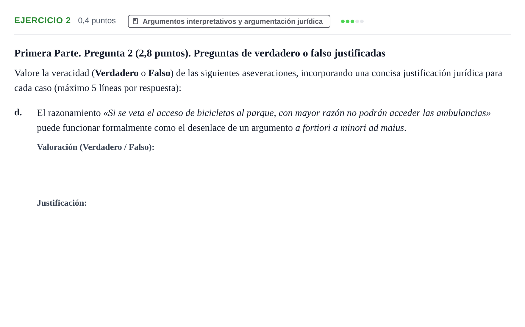 Enunciado: Ejercicio 2 - Argumentos interpretativos y argumentación ju… · Teoría General del Derecho UOC 2023