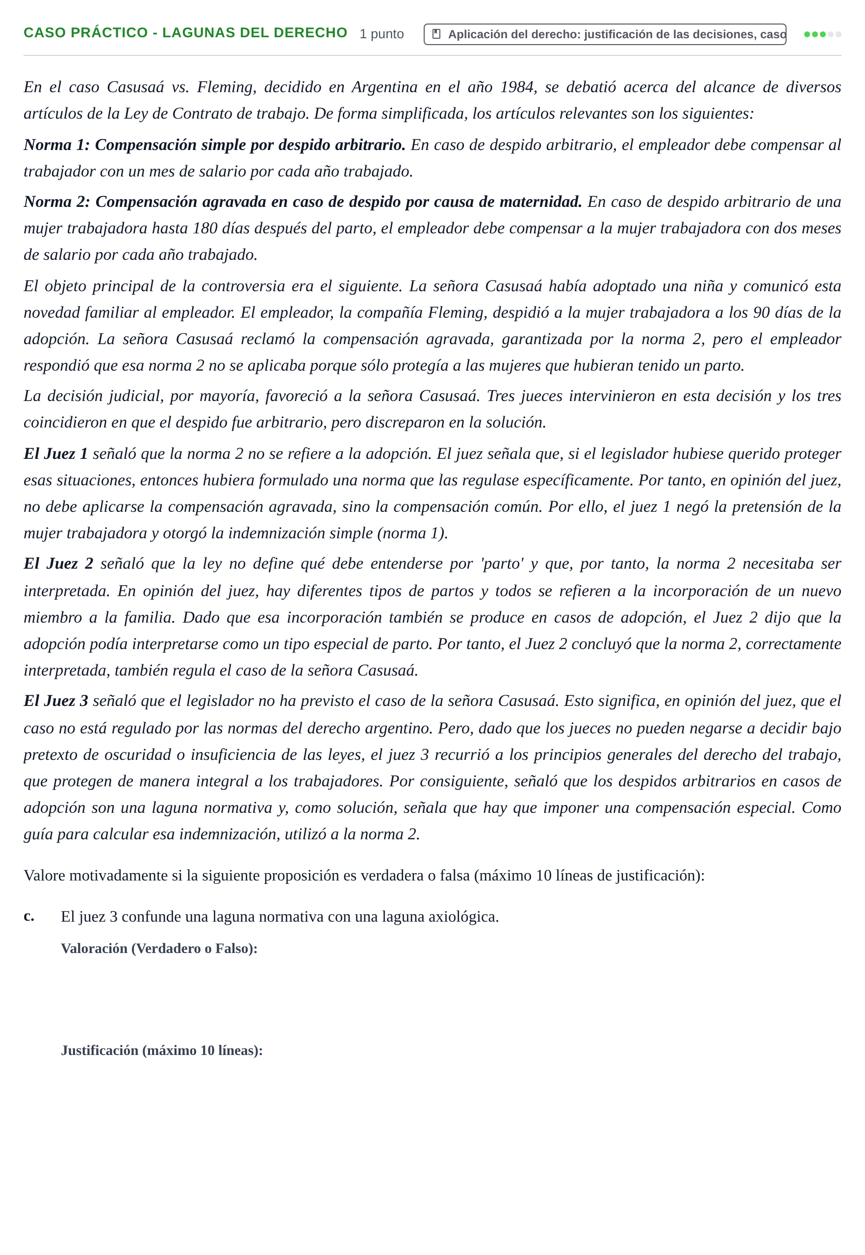 Enunciado: Ejercicio Caso práctico - Lagunas del derecho · Teoría General del Derecho UOC 2023