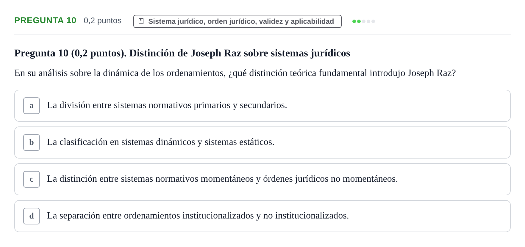Enunciado: Pregunta 10 · Teoría General del Derecho UOC 2023