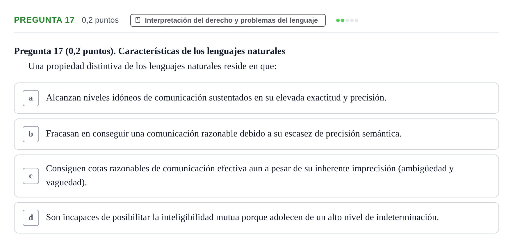 Enunciado: Pregunta 17 · Teoría General del Derecho UOC 2023