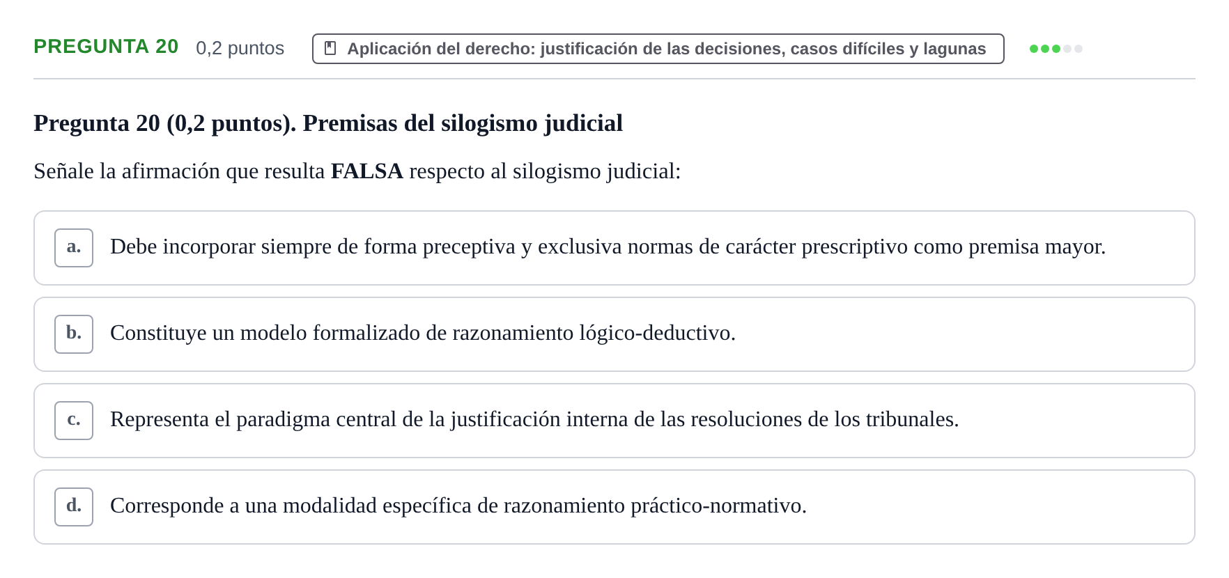 Enunciado: Pregunta 20 · Teoría General del Derecho UOC 2023
