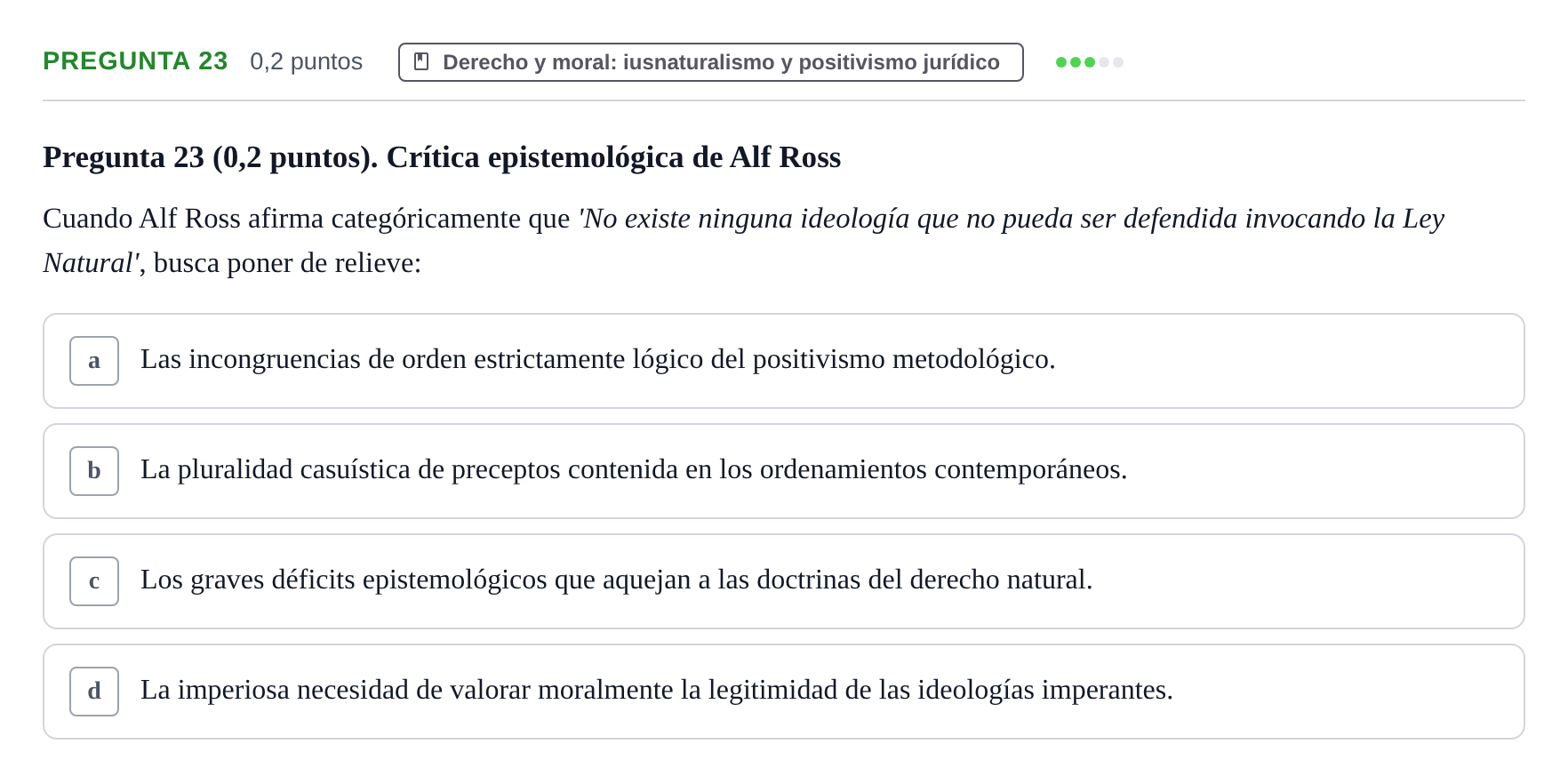 Enunciado: Pregunta 23 · Teoría General del Derecho UOC 2023