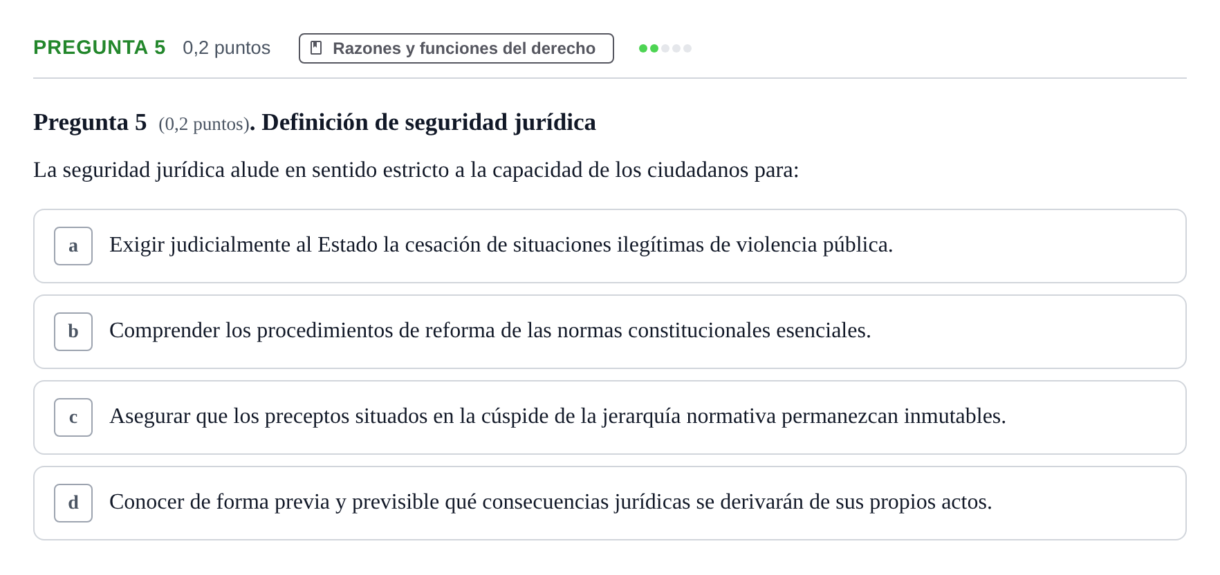 Enunciado: Pregunta 5 · Teoría General del Derecho UOC 2023