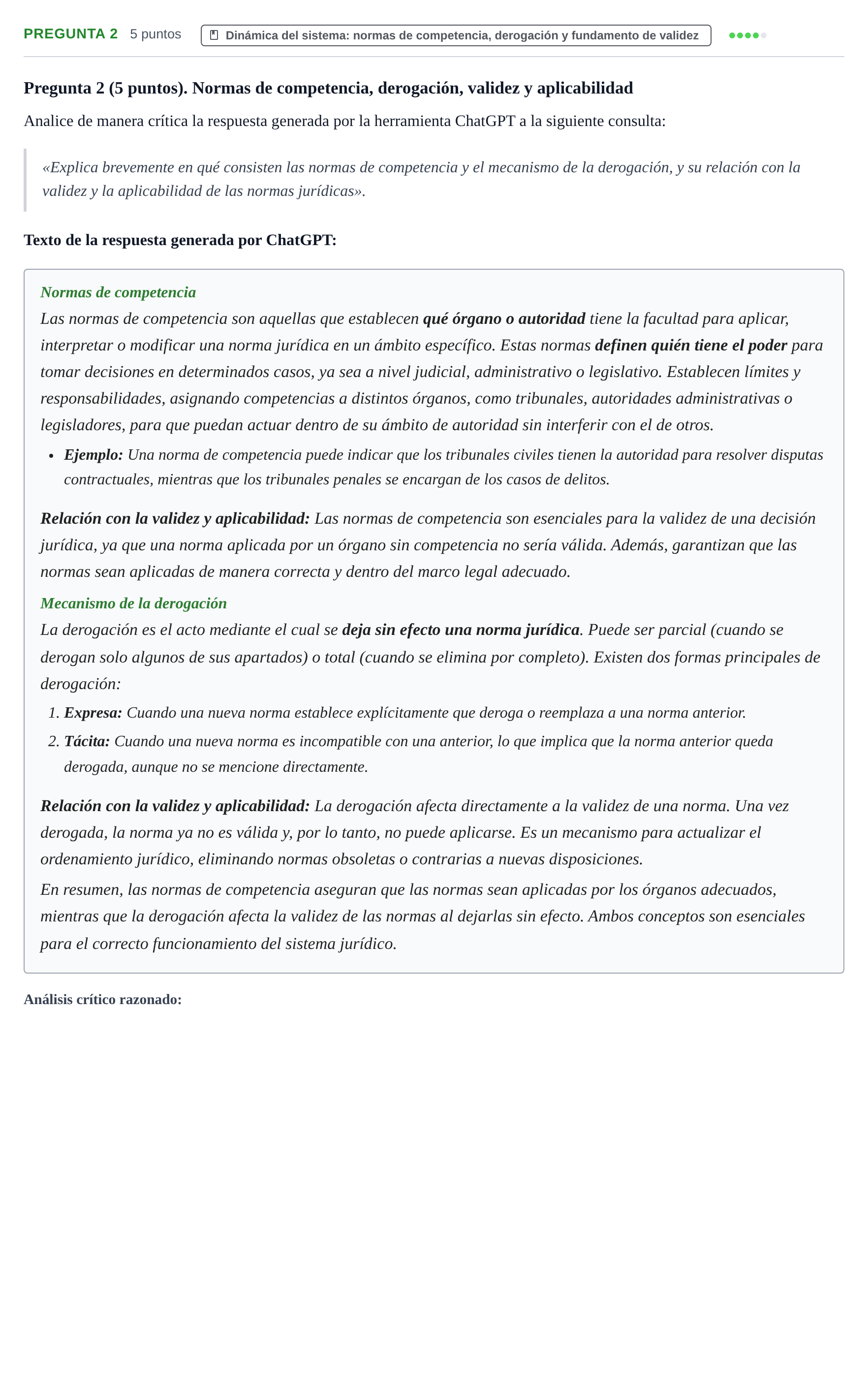 Enunciado: Pregunta 2 · Teoría General del Derecho UOC 2025