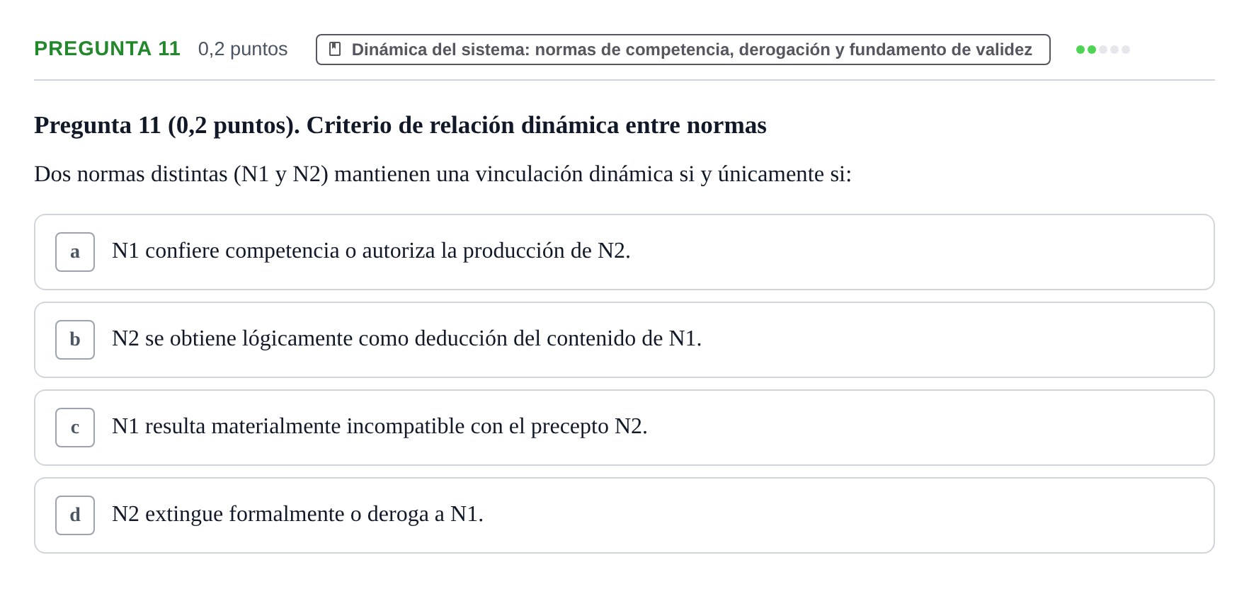 Enunciado: Pregunta 11 · Teoría General del Derecho UOC 2023