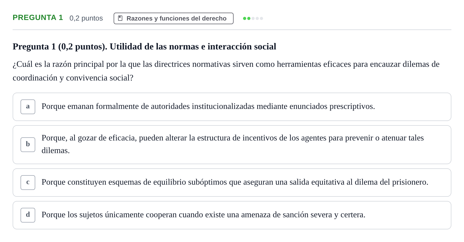 Enunciado: Pregunta 1 · Teoría General del Derecho UOC 2023