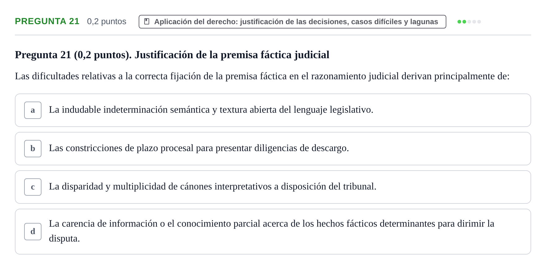Enunciado: Pregunta 21 · Teoría General del Derecho UOC 2023