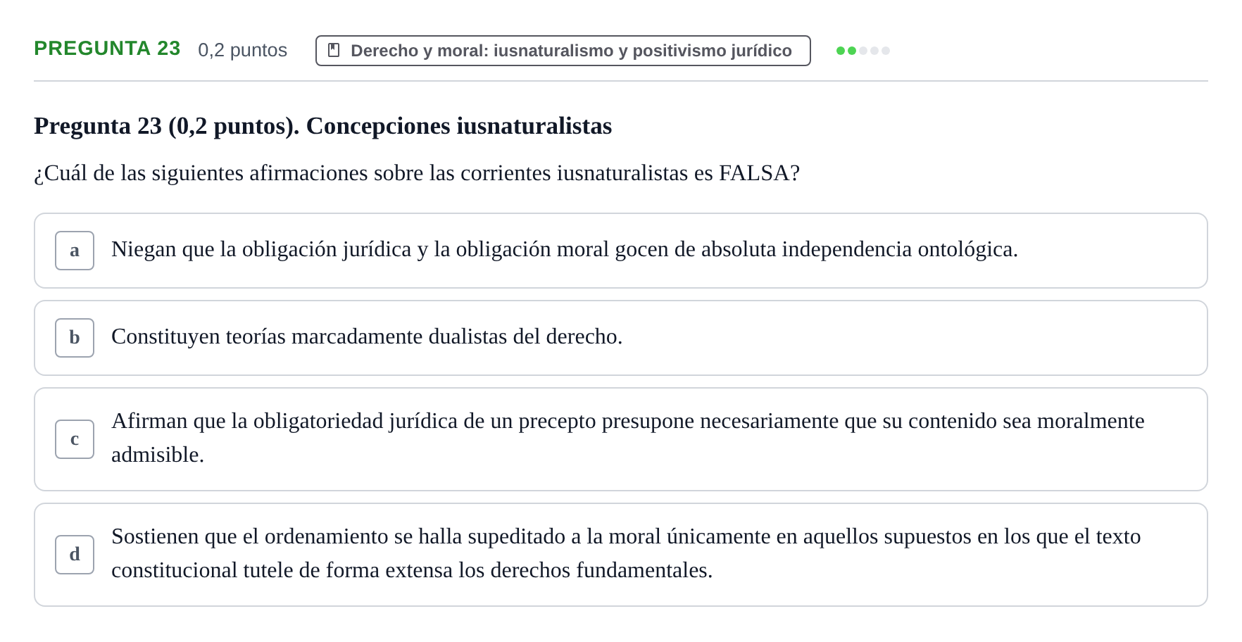 Enunciado: Pregunta 23 · Teoría General del Derecho UOC 2023