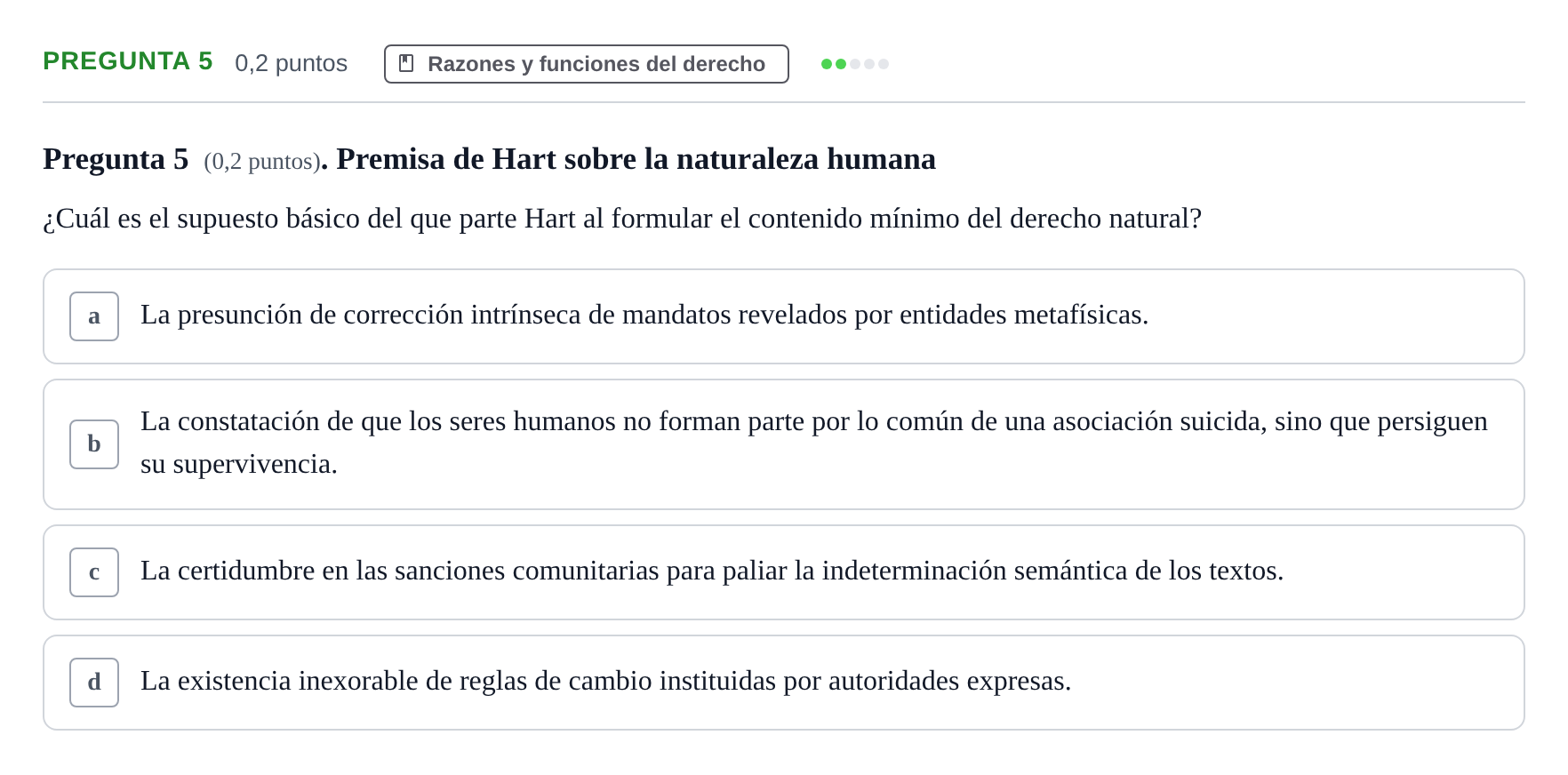 Enunciado: Pregunta 5 · Teoría General del Derecho UOC 2023